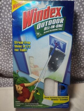 Vintage Windex Outdoor All-in-One Glass Cleaning Tool Kit; sealed New In Box